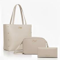 Bolsa Feminina Kit 3 Sacola Grande Transversal e Carteira