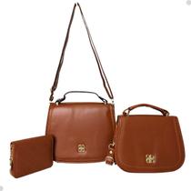 Bolsa Feminina Kit Com 3 Peças Bolsas Transversal + Carteira