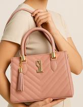 Bolsa Feminina Lorena Bordada material ecológico Média Forrada Tiracolo Transversal