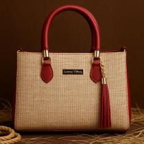 Bolsa feminina lorena palha com alça de regulagem bolsa lançamento com material estilo palha