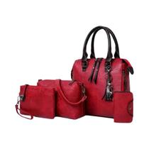 Bolsa Feminina Luxuosa De Couro Com Borla, Conjunto De 4