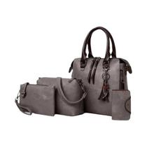 Bolsa Feminina Luxuosa De Couro Com Borla, Conjunto De 4