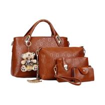 Bolsa Feminina Luxuosa em PU - Conjunto com Carteira e Bolsa de Ombro (4 Peças)
