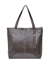 Bolsa Feminina Marrom Café Shopbag Grande Tiracolo Ombro em Couro Metais Dourados Bolsas Femininas Madamix