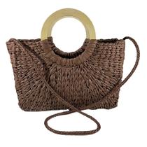 Bolsa Feminina Marrom Palha Praia Forrada Resistente Grande Luxo Viagem