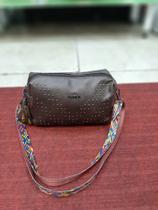 Bolsa feminina material ecológico com alça colorida