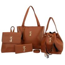Bolsa Feminina material ecológico Kit Com 3 Bolsas + Carteira - SF