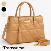 Bolsa Feminina Média Alça Transversal Bordada Bag de Ombro Detalhes Dourado Básica Casual Bolsa Feminina Média Alça Transversal Bordada Bag de Ombro Detalhes Dourado Básica Casual