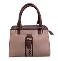Bolsa Feminina Média LINDA Moderna Material Sintético Marrom Brilho