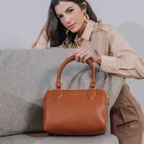 Bolsa Feminina Média Modelo Baú Tira Colo Regulável - Caramelo