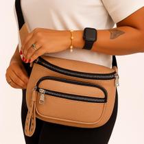 Bolsa Feminina Média Pochete com Divisórias material sintético Moderna Estilosa Casual