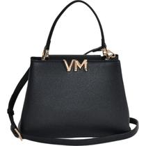 Bolsa Feminina Média Tote Transversal Detalhe Vm Vazado Moda B1-159 Via Marte Preto