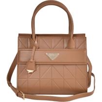 Bolsa Feminina Média Tote Transversal Matelassê Geométrico B1-164 Via Marte