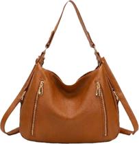 Bolsa Feminina Média Transversal Couro Pu com 4 Zíperes Estilosa e Elegante Bolsa Feminina Média Transversal Couro Pu com 4 Zíperes Estilosa e Elegante