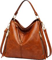 Bolsa Feminina Média Transversal Couro Pu com 4 Zíperes Estilosa e Elegante