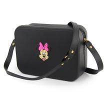 Bolsa Feminina Menina Injetada Transversal Personagem Minnie Unicórnio Stitch Preto Pink Laranja