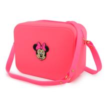 Bolsa Feminina Menina Injetada Transversal Personagem Minnie Unicórnio Stitch Preto Pink Laranja