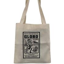 Bolsa Feminina Mini Ecobag 100% algodão Estampa Globo (Preto) Bolsa Feminina Mini Ecobag 100% algodão Estampa Globo (Preto)