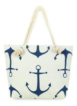 Bolsa Feminina Moda Praia Lona Ancora Marinheiro Corda