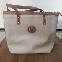 Bolsa feminina monica sanches 30635 bege/marrom claro