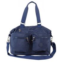 Bolsa Feminina Nylon Grande Ombro Tiracolo Multi Compartimentos Zíper Dia a Dia Trabalho