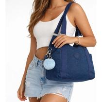 Bolsa Feminina Nylon Leve Resistente Moderna Espaçosa Com Zíper E Chaveiro Pompom Elegante Luxo Bolsa Feminina Nylon Leve Resistente Moderna Espaçosa Com Zíper E Chaveiro Pompom Elegante Luxo