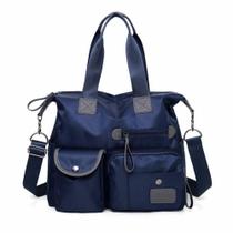 BOLSA FEMININA OMBRO NYLON TOTE DE VIAGEM GRANDE CAPACIDADE Cor:Azul Marinho
