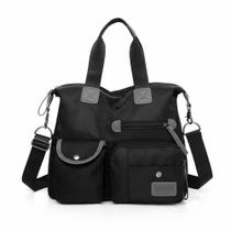 BOLSA FEMININA OMBRO NYLON TOTE DE VIAGEM GRANDE CAPACIDADE Cor:Preto