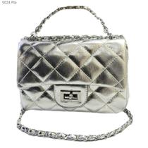 Bolsa Feminina Ombro / Transversal / Mão Matelassê Metalizada Inspiração Luxo com Alça de Corrente 9024