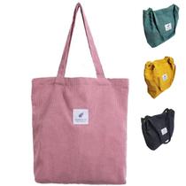 Bolsa feminina Ombro Veludo Cotelê Folha Casual Passeio Ecobag Alça Transversal