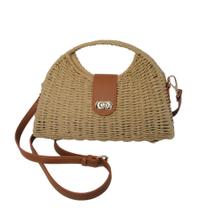 Bolsa feminina palha alça de mão transversal alta qualidade - bege escuro