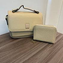 Bolsa Feminina Pequena de Mao com Carteira e Alca Ajustavel Bege Bolsa Feminina Pequena de Mao com Carteira e Alca Ajustavel Bege