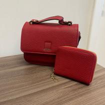 Bolsa Feminina Pequena de Mao com Carteira e Alca Ajustavel Vermelho Bolsa Feminina Pequena de Mao com Carteira e Alca Ajustavel Vermelho