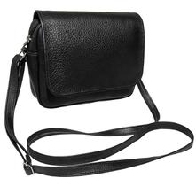 Bolsa Feminina Pequena Em Couro Legitimo Com Tampa Zíper Alça Transversal
