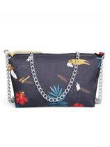 Bolsa Feminina Pequena Estampada Alça de Corrente Bag Transversal Moderna e Elegante