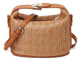Bolsa Feminina Pequena Moda Transversal Ombro Bucket Palha