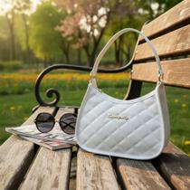 Bolsa Feminina Pequena Ombro Baguete Matelassê Blogueira Cor:Branco