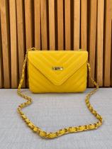 Bolsa feminina pequena ombro tiracolo transversal bolsinho interno alça corrente