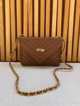 Bolsa feminina pequena ombro tiracolo transversal bolsinho interno alça corrente