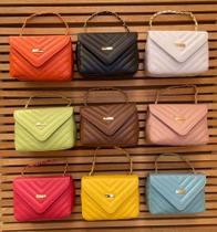 Bolsa feminina pequena ombro tiracolo transversal bolsinho interno alça corrente