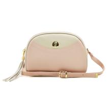 Bolsa Feminina Pequena Pequena Transversal Oval Dia a Dia Rosa Off White