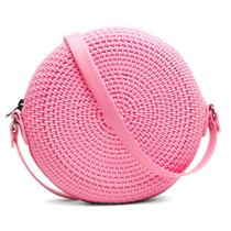 Bolsa Feminina Pequena Redonda Alça Ombro Transversal Tiracolo Elegante Detalhada Com Zíper