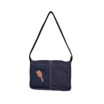 Bolsa Feminina Pequena Tecido Jeans Azul-Marinho RMarq Collection Alça Ombro