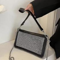 Bolsa Feminina Pequena Transversal Com Corrente Nas Laterais Festa Strass Brilho Balada