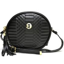 Bolsa Feminina Pequena Tranversal Redonda Dia a Dia Preta