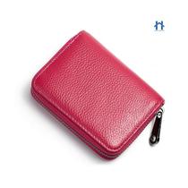 Bolsa Feminina Porta Cartões com Zíper Multi-slot Couro Colorido