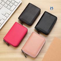 Bolsa Feminina Porta Cartões com Zíper Multi-slot Couro Colorido