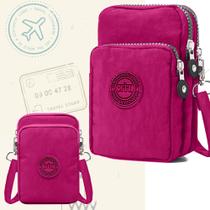 Bolsa Feminina Porta Celular Tactel Transversal Resistente Linda e Prática