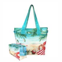 Bolsa Feminina Praia Azul e Necessaire Impermeável Magicc BN-232