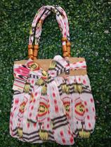 Bolsa Feminina Praia Casual Estampada Palha Tecido Madeira